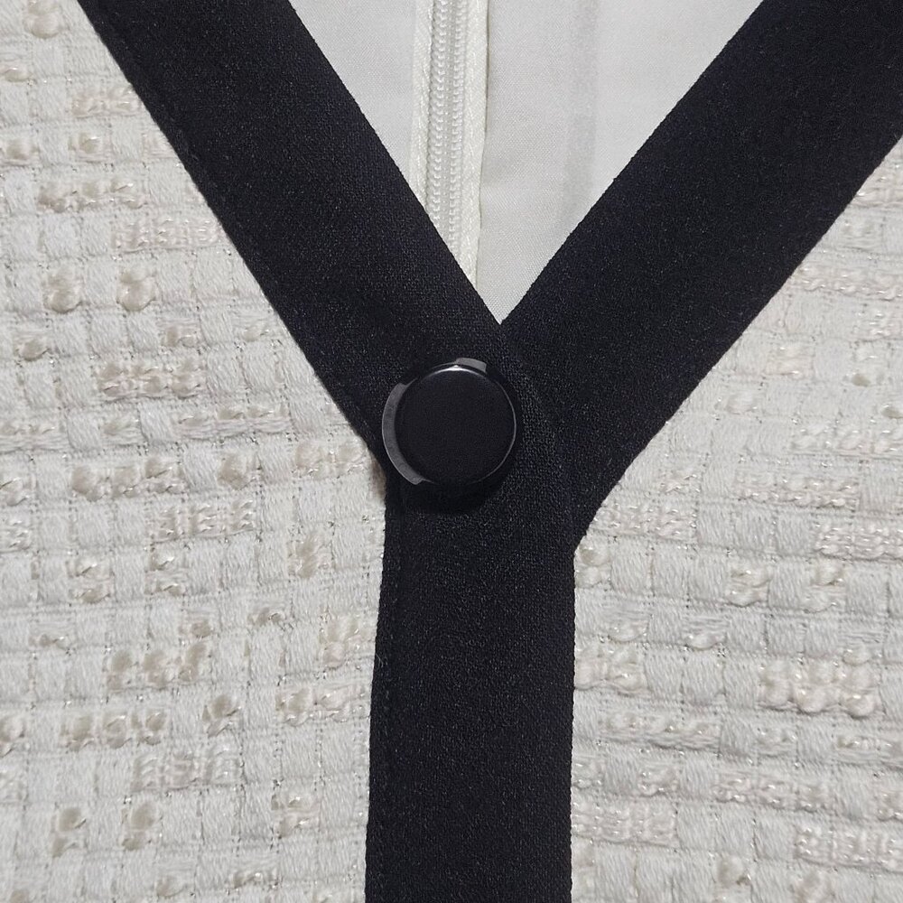 Gal Meets Glam Women Tweed A-Line Dress Ivory 8 Quiet Luxury Easter Cottagecore - Picture 4 of 16